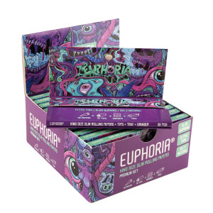 EUPHORIA Premium KSS Rolling Papers + Tips + Tray + Shredder #5 Psychedelic BOX/12
